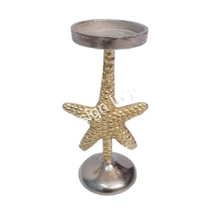 Portavelas de estrella de mar de oro más vendido al por mayor soporte de vela de diseño admirable de plata y oro de una sola pieza - Product Image 1