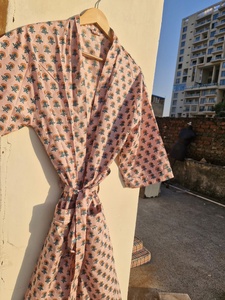 Robe Kimono Florale en Coton Légère pour Femme, Peignoir d'Été Bohème, Kimono Court, Cache-Maillot de Plage, Robe de Détente - Product Image 3