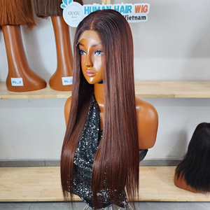 Peluca sin pegamento 2x6 al por mayor, color marrón, 26 pulgadas, cabello humano virgen Remy liso, para mujeres, encaje transparente - Product Image 1