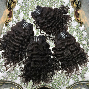 Cheveux humains vierges Remy de qualité supérieure, provenant directement d'usine indienne, pour tissage machine double trame, pointes pleines, style lisse soyeux ou ondulé, couleur teinte - Product Image 5