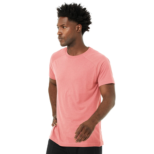 T-shirt pour homme rose à col rond et manches courtes, coupe classique, couleur unie, en coton tricoté, design décontracté et respirant - Product Image 2