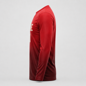 Men Red Long Sleeve Soccer Jersey Crew Neck Moisture Wicking Polyester Sublimated Print Team Name Front <b>Cheap</b> price OEM - Product Image 3