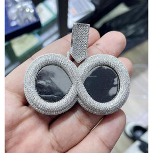 Custom <b>Infinity</b> Frame Pendant <b>Necklace</b> with 925 Sterling Silver Rhodium Plated Hip Hop Style Moissanite GIA Certified - Product Image 6