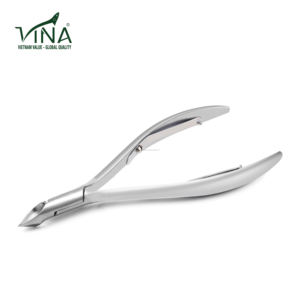 Pince à cuticules en acier inoxydable gris de qualité salon Vina VNC-07, lame biseautée, durable, longue durée, lame tranchante pour le soin des ongles des doigts - Product Image 3