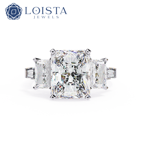 Bague Trilogie Élégante et Éclatante en Baguette, Diamant de Laboratoire 0,50 Carat, Or 18K, Finition Haut de Gamme, Meilleur Prix LOISTA JEWELS LR00205 Tendance - Product Image 1