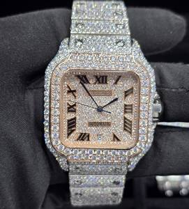 Montre-bracelet automatique de luxe pour homme avec diamants Moissanite VVS, cadran saphir 20 mm, affichage à aiguilles, verre entièrement en acier inoxydable - Product Image 2