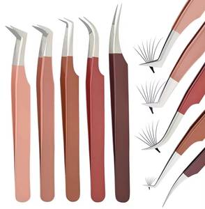 ชุดแหนบต่อขนตาสแตนเลสแบบแม่นยำ ปลายเรียบ สำหรับอุปกรณ์ต่อขนตา 5 ชิ้น - Product Image 6