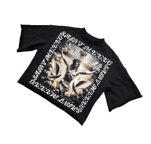 เสื้อยืดสตรีทแวร์ผู้ชายสไตล์ใหม่ คุณภาพสูง ผ้าฝ้ายวินเทจ พิมพ์ลายกราฟิก ทรงบ็อกซี่ ตัดสั้น แต่งคริสตัล ระบายอากาศได้ดี - Product Image 4