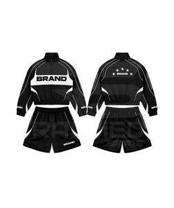 Windbreaker Hooded Solid Tracksuit Dropshoulder Fit Polyester/Nylon <b>Jacket</b> and <b>Short</b> Set Waterproof Unisex - Product Image 5