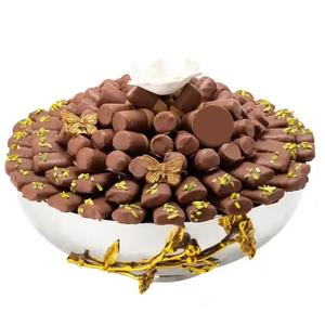 Cuencos de servir decorativos de aluminio chapado en oro de alta calidad al por mayor para bodas, cuenco para servir chocolate con diseño de hojas - Product Image 4