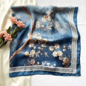 Unique Design Breathable 100% Silk Women <b>Square</b> <b>Scarf</b> Floral Pattern Elegant Fashion Accessory Quick Dry Hot Sale - Product Image 2