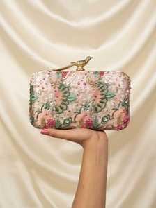 Bolso de mano bordado con estampado floral para mujer, ideal para bodas, fiestas de noche, hecho a mano en India, venta al por mayor. - Product Image 5