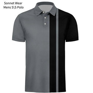Chemise décontractée pour homme en coton 100% à séchage rapide, à manches courtes, tricotée, avec motif rayé imprimé - Product Image 3