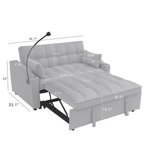 Divano Letto Futon Moderno in Velluto con Schienale Reclinabile Regolabile e Cuscino, Piccolo Divanetto Lounge con Letto Estraibile - Product Image 5