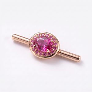 Pulsera de Plata con Moissanita y Gema Redonda Rosa, Elegante Accesorio Brillante, Regalo para Estilo Activo - Product Image 1