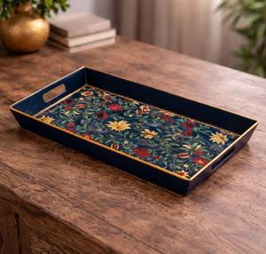 ถาดไม้เคลือบเงาตกแต่ง ดีไซน์รูปทรงสี่เหลี่ยมผืนผ้าทันสมัย ใช้กับเครื่องล้างจานได้ เหมาะสำหรับใช้ในครัวและบ้าน - Product Image 1