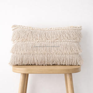 Soft Lumbar Side Fringed Boho Pillowslip Living Room Cotton <b>Moroccan</b> Pillow Case Eco-friendly White Bohemian Throw Pillow Cover - Product Image 6