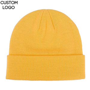 Custom Yellow Unisex Adult Winter <b>Beanie</b> Hat 100% Cotton Breathable <b>Waterproof</b> Solid Color Casual Style Adjustable Head - Product Image 4
