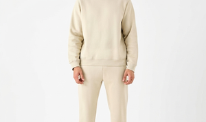 Survêtement en coton beige pour homme, col rond, manches longues, coupe classique, couleur unie, décontracté, avec poches latérales, pour l'automne - Product Image 6