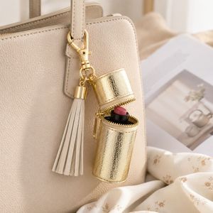 Designer Lipstick Pouch Keychain with Hanging Tassel, Mini Lip Balm Carrier for <b>Handbag</b> Decor - Product Image 6