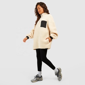 Sweat-shirt unisexe à col montant et fermeture éclair courte, en polaire Teddy, idéal pour l'hiver - Product Image 6