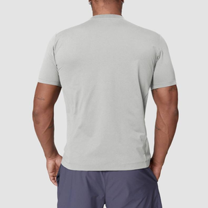 Men's Slim Fit O-Neck Short Sleeve Solid Color Cotton T-Shirt Breathable Casual Jersey Knitted <b>Plain</b> Dyed <b>White</b> - Product Image 3