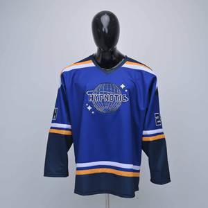 เสื้อฟุตบอล/ฮอกกี้น้ำแข็งทรงบ็อกซี่ คอวี ระบายอากาศได้ดี ไซส์พลัส แห้งเร็ว พิมพ์ลายโลโก้แบบเรโทรตามสั่ง ผลิตจากโพลีเอสเตอร์ 100% - Product Image 1