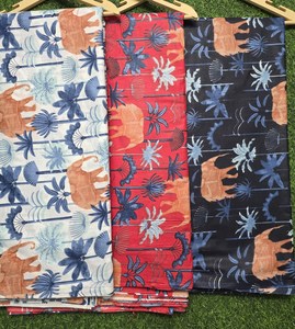 Tissu en coton imprimé à la main motif éléphant, imprimé safari jungle, doux, léger, tricoté, écologique, respirant - Product Image 6