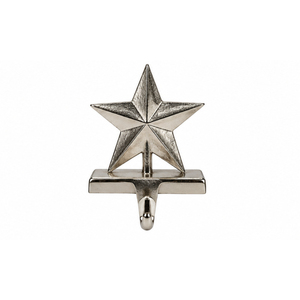 Support de chaussettes de Noël en métal robuste, en aluminium moulé argenté, en forme d'étoile, pour décoration de cheminée et de manteau de foyer - Vente en gros - Product Image 1