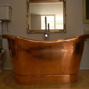 Baignoire autoportante en cuivre, finition antique martelée, avec pieds de chaise, écologique, en métal, pour la maison - Product Image 1