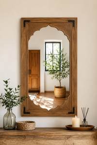 <b>Wood</b> <b>Framed</b> Traditional Arched Decorative Wall <b>Mirror</b> for Living Room Bedroom Entryway - Product Image 1