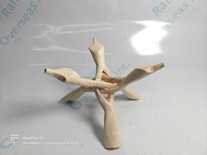 Support trépied en bois de peuplier écologique, design sculpté, pour brûleurs d'encens et bols de fumigation Feng Shui, fait main - Product Image 5