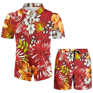 Wholesale Breathable Men's Two-Piece Shirt And Shorts Suit Customized Polyester Custom 2 Piece Shirt And Shorts Men Set - Product Image 2