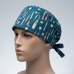 Casquette de travail rose à motif scientifique avec bouton en bois et nœud pour femmes, uniforme d'hôpital, casquettes de médecin, casquettes d'infirmière, casquettes à queue de cheval - Product Image 4