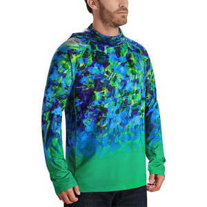 Camisa de Pesca de Manga Larga para Hombre con Protección Solar UPF 50, Estampado por Sublimación, Ropa Deportiva para Exteriores, Patrón Verde y Azul - Product Image 1