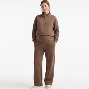 Conjunto de chándal de maternidad para mujer, 100% algodón, sudadera con media cremallera y pantalones jogger, chándales de maternidad de invierno para lactancia - Product Image 1