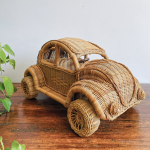 Beetle car from sustainable rattan excellent quality miniature cars kids play toy vehicles - Product Image 2