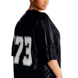 Custom Number Print Oversized Black Mesh American Football Jersey T-shirts Breathable Polyester Streetwear <b>Tops</b> Unisex Bulk USA - Product Image 3