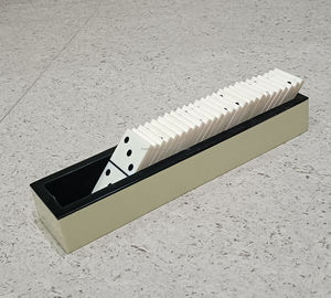 Jeu de dominos professionnel fait main Double Six blanc avec points noirs, qualité supérieure, avec cadeau inclus - Product Image 5