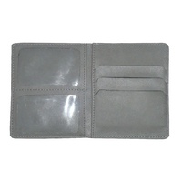 Dompet Pria Kulit Domba Asli 100% Gaya Bisnis dengan Kantong Koin, Finishing Nappa Hitam & Abu-abu, untuk Kartu Kredit & ID