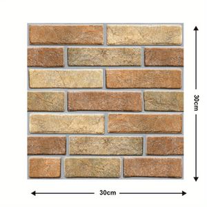 20 pezzi, 30x30 cm, marrone chiaro, marrone scuro, adesivi per piastrelle da parete per bagno cucina, decorazione da parete, Peel-and-Stick - Product Image 4