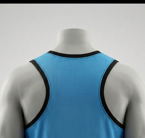 Men's Blue <b>Mesh</b> Tank Top Round Neck Sleeveless Breathable Regular Fit All Seasons 100% Polyester Solid Color - Product Image 4