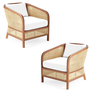 Living Room <b>Sofas</b> Teak Wood and Rattan Cane Club <b>Sofa</b> Chair Home Patio Hotel Furniture Vintage Style - Product Image 5