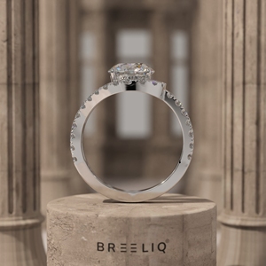 14K White Gold 2CT Round Diamond Ring Double Row Split Band Halo Style Luxury <b>Bridal</b> Engagement Ring - Product Image 6