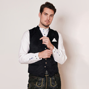 <b>Men's</b> <b>Black</b> Trachten Waistcoat Single Breasted Mandarin Collar Breathable Formal <b>Vest</b> for Oktoberfest - Product Image 3