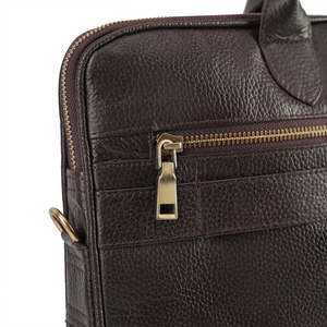 Luxury Full Grain Leather Office Laptop Bag for Men Vintage Brown Executive Messenger <b>Briefcase</b> with Zipper Closure - Product Image 4