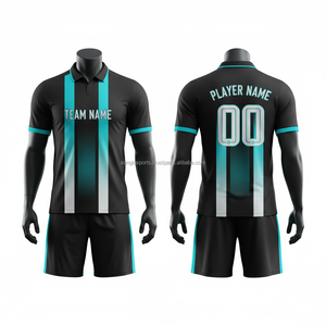Black Red <b>White</b> Soccer <b>Jersey</b> <b>Shorts</b> Set V-Neck Sublimated Print Moisture Wicking Men's Team Uniform All Seasons Adult Size - Product Image 6