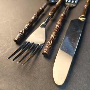 Ensemble de couverts haut de gamme |   Ensemble de couverts en or/argent poli miroir 4 pièces |   Ustensiles écologiques de style tropical pour hôtels, restauration gastronomique - Product Image 6