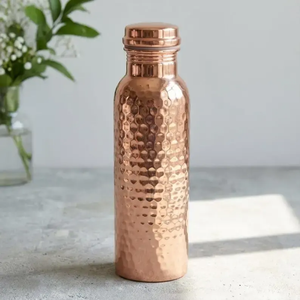 Bouteille d'eau potable 100% cuivre pur, écologique, réutilisable, avec bouchon à vis, pour une utilisation quotidienne et bienfaite pour la santé - Product Image 2