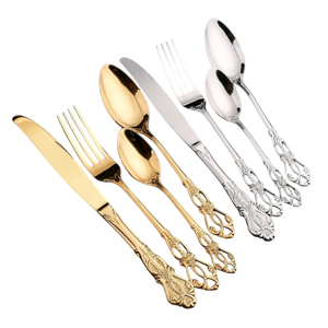 Ensemble de couverts modernes en acier inoxydable, finition miroir, manche martelé, pour usage courant, dîner élégant, vaisselle de mariage - Product Image 6